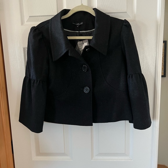 Willi Smith Black Wool Cropped Bell Sleeve Jacket NWT - Picture 6 of 14